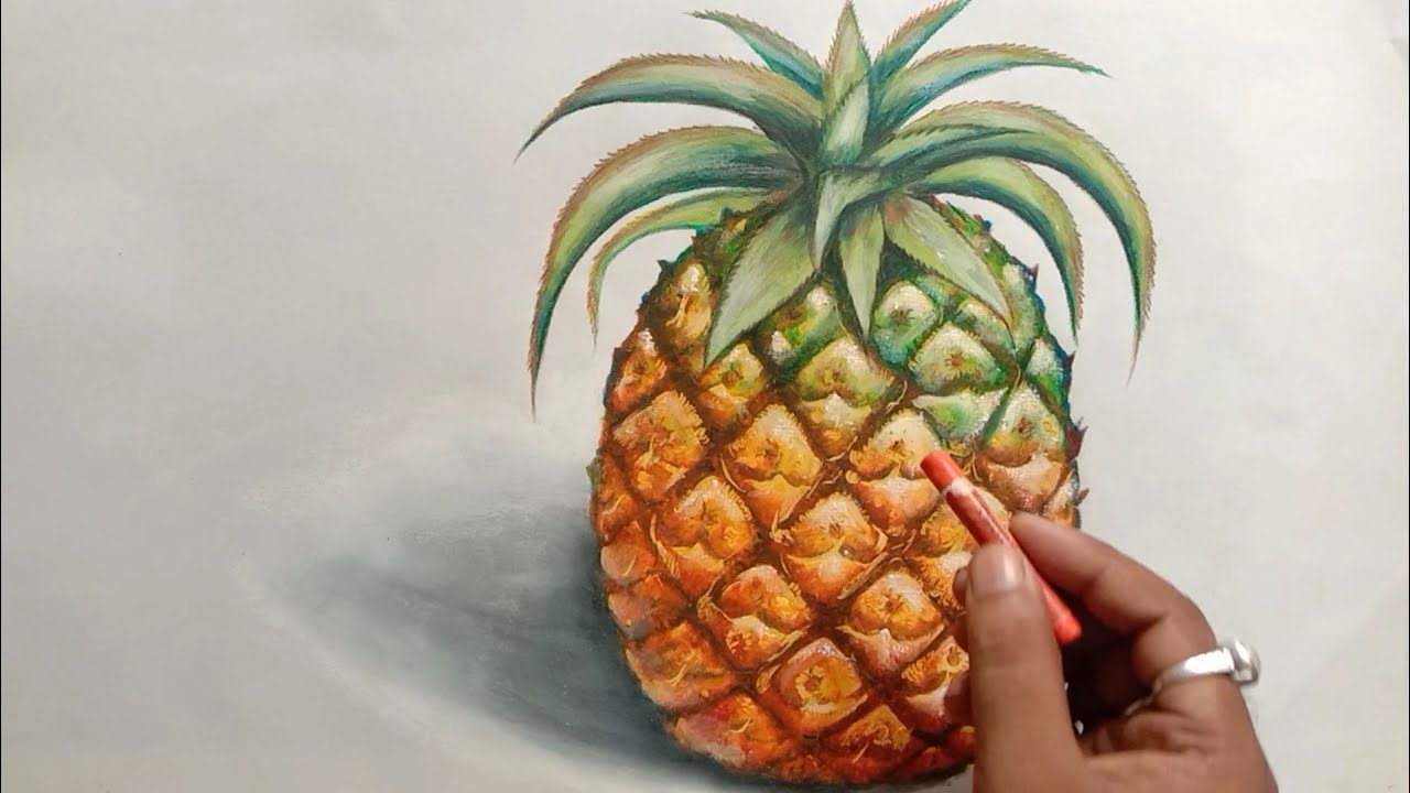 How to Draw a fruit/ pineapple easy drawing and colouring.#Dhiman Chitrokala,