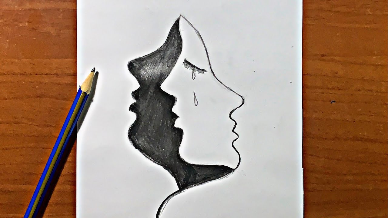 رسم تعبيري سهل جدا | تعلم رسم وجه حزين او وجوه حزينة