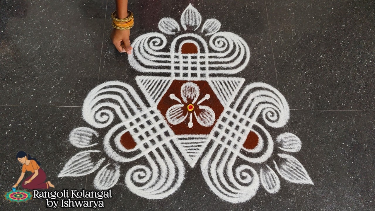Beautiful Lotus Padi Kolam Design  | 5*3 Creative Rangoli | Padi Kolam Muggulu | Rangoli Kolangal
