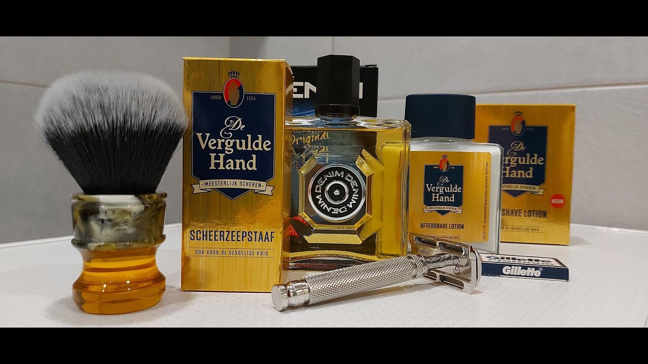De Vergulde Hand Shave Stick and Aftershave, Denim Original, Stando Razor Mate Riffle Head Part.1