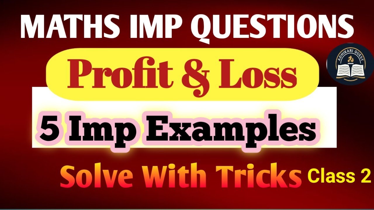 Profit and Loss important questions in Hindi | RRB NTPC and group D maths PYQs solutions |  Class 2