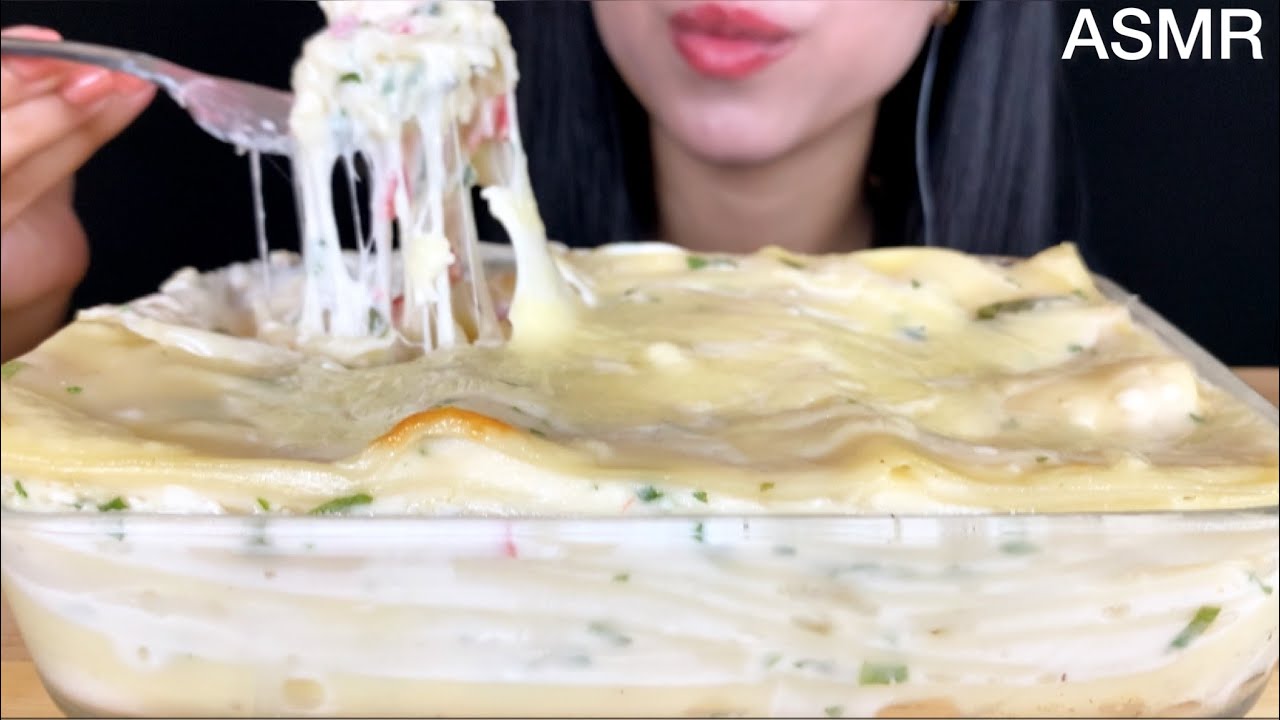 CHEESY CARBONARA LASAGNA *ASMR  | MUKBANG (Eating Sounds)