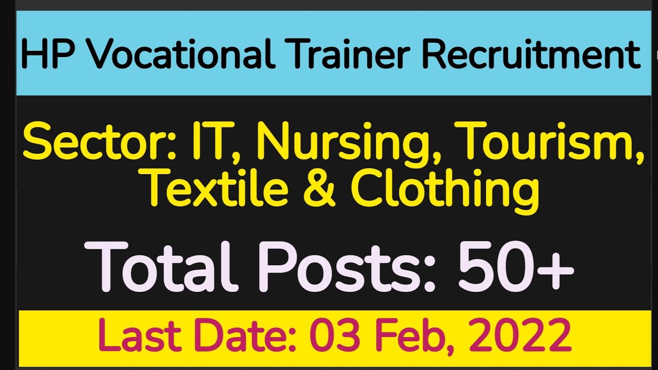 HP Govt School Vocational Trainers Recruitment | Vocational Trainer Recruitment | GyaanPeeth