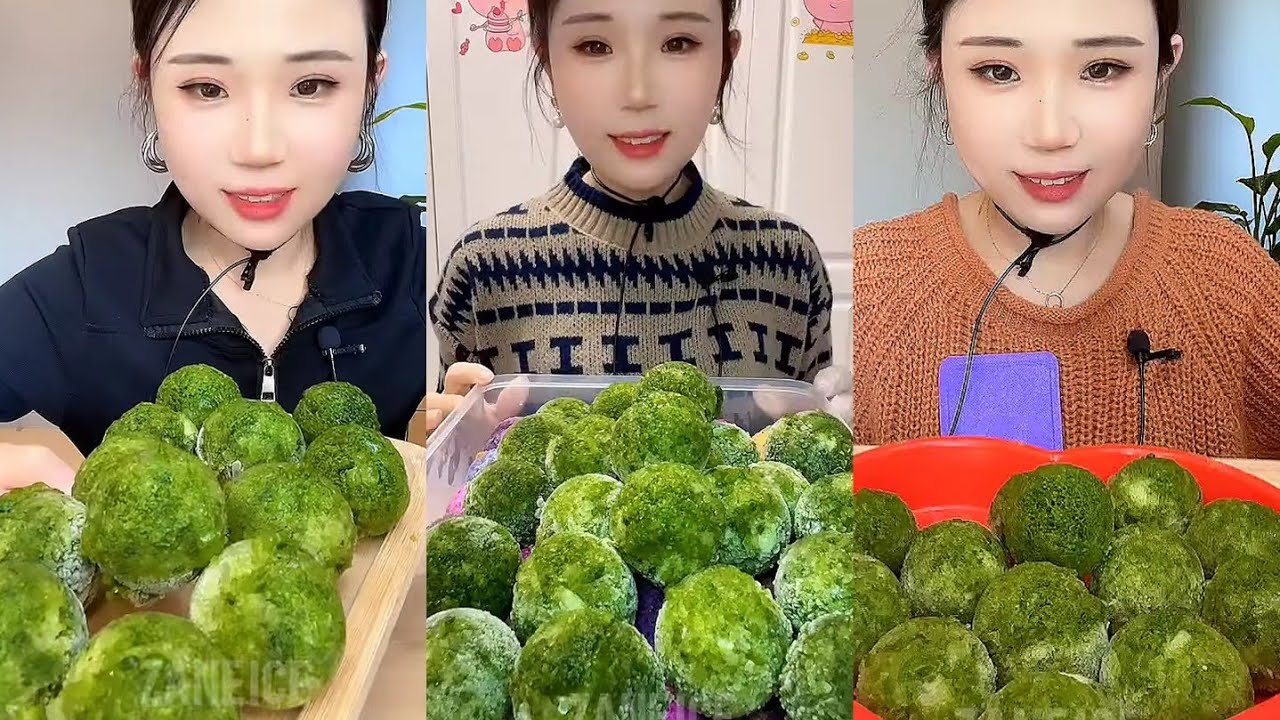 REQUEST || ASMR YY MATCHA ICE BALLS EATING