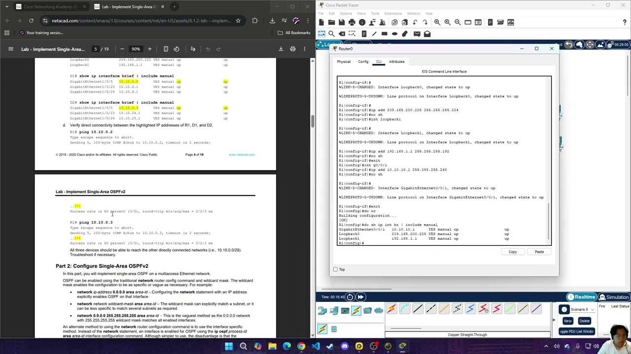 modul 6 : 6.1.2 Lab - Implement Single-Area OSPFv2