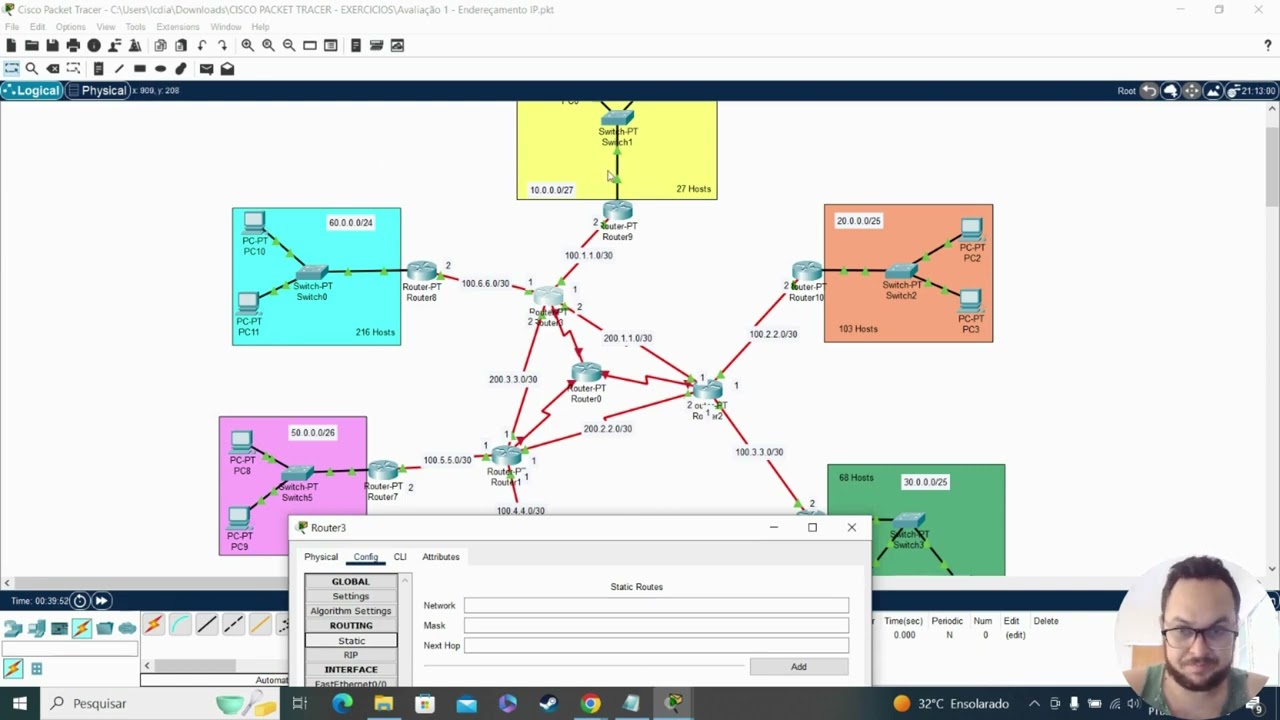 Roteamento Estático   Cisco Packet Tracer