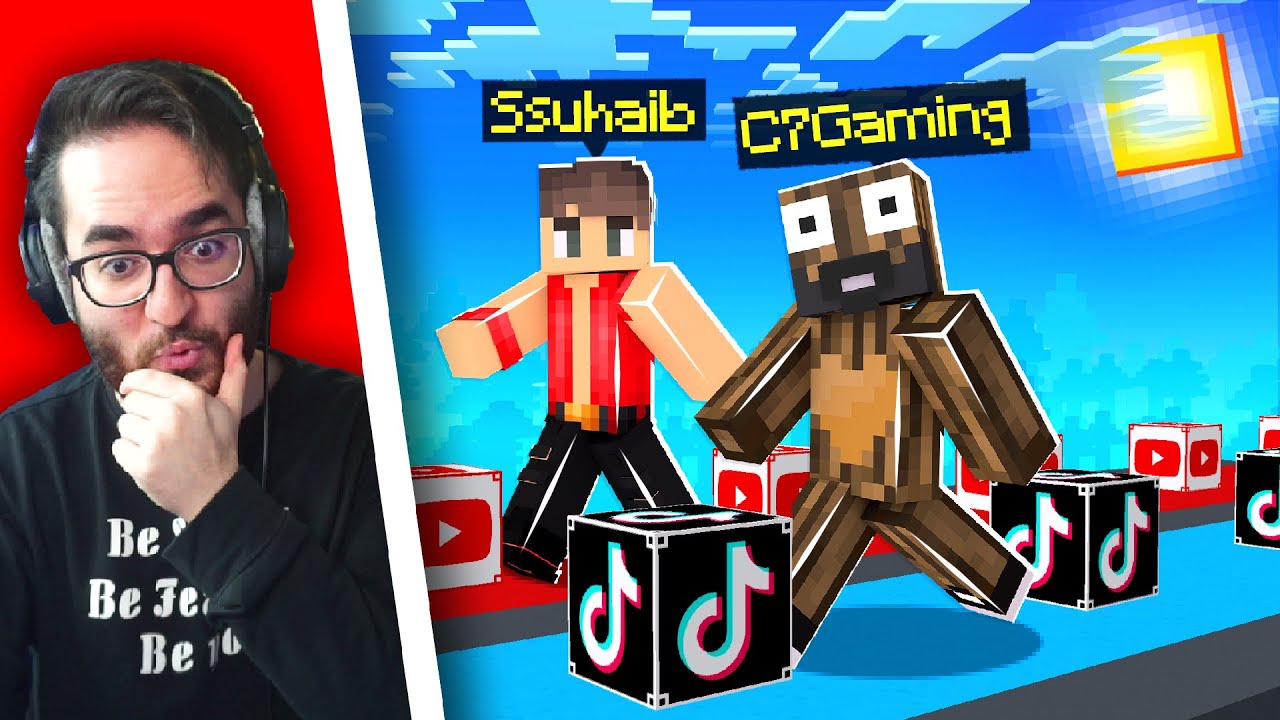 ماين كرافت سباق بلوكات حظ التيك توك و اليوتيوب 🔥 (مع صهيب 🤣)