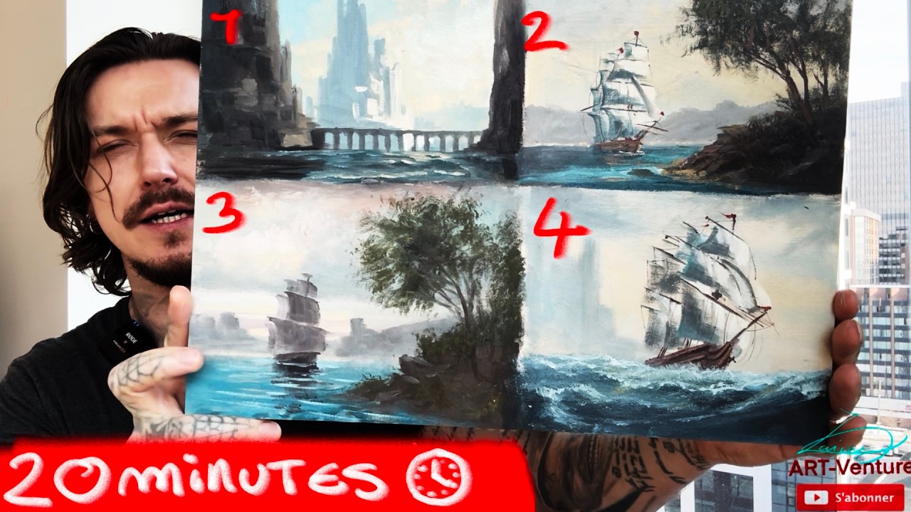PEINDRE EN 20 MINUTES: Mon entrainement pour Art-Battle Ottawa. ( Peinture à l'huile)
