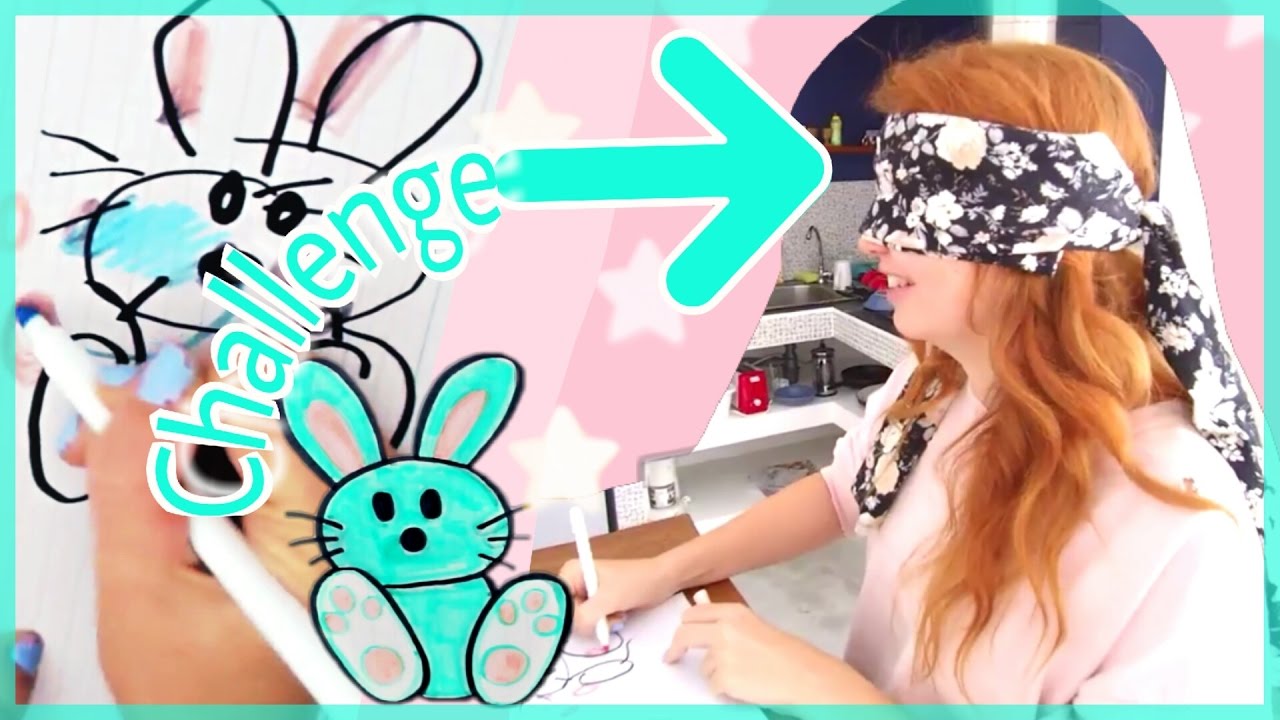 Blindfold Drawing CHALLENGE | Osterhase malen mit verbundenen Augen || Foxy Draws