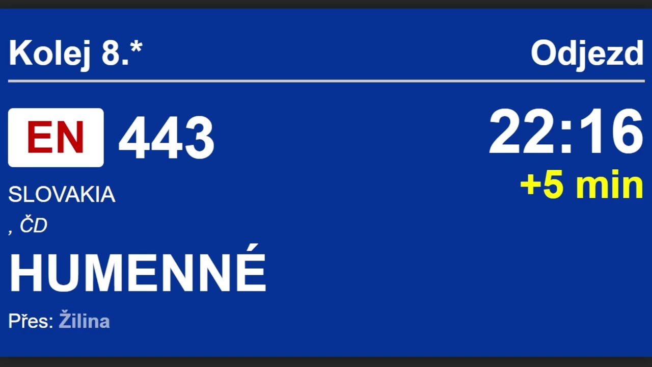 Hlášení Vlaku EN 443 Slovakia | Praha - Humenné | INISS Kačena