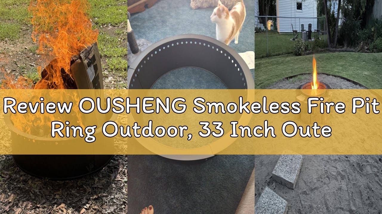 Review OUSHENG Smokeless Fire Pit Ring Outdoor, 33 Inch Outer 30 Inch Inner Round Wood Burning Firep