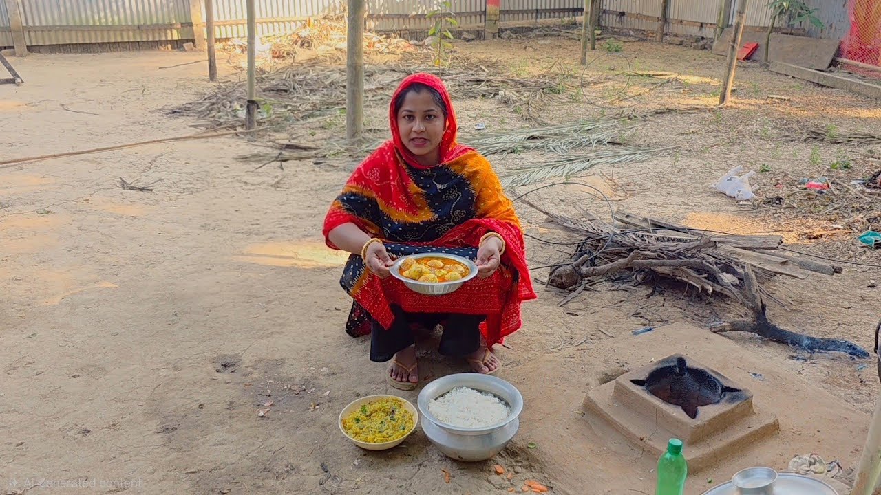 ডিম আর আলু ভাজি দিয়ে ১২ জন মাটির চুলায় পিকনিক করলাম! 🔥