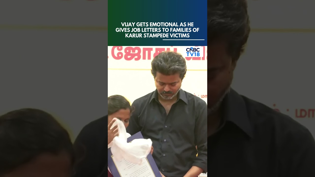 WATCH: CM Vijay Gets Emotional While Handing Over Jobs to TVK Rally Victims' Families | N18S