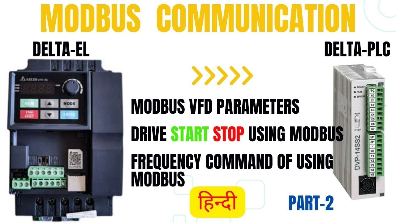 🔴 Modbus (RS-485) communication in VFD ! frequency & RUN command change using modbus (hindi) #delta