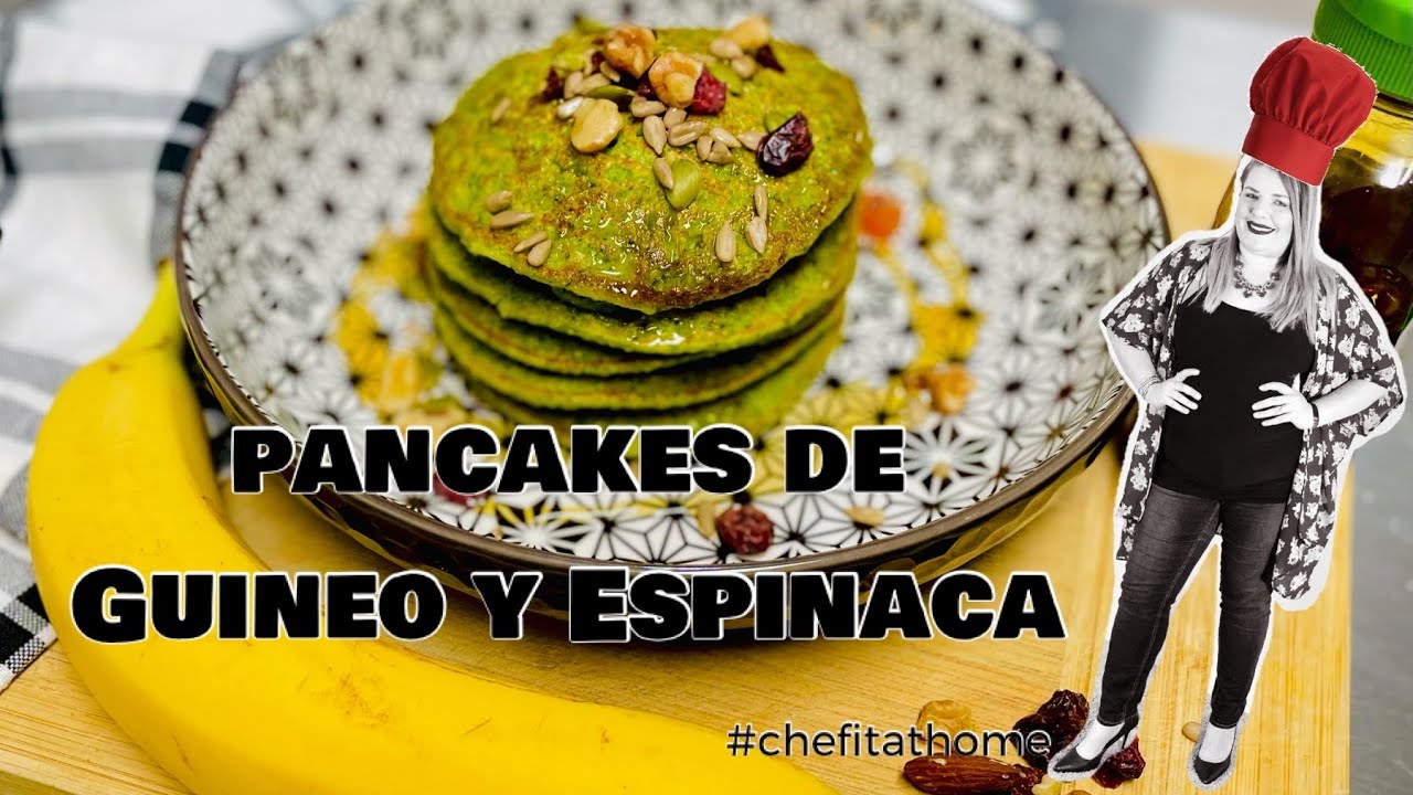 Pancakes 🥞 de Guineo (banana) y espinaca (Recetas Fáciles)
