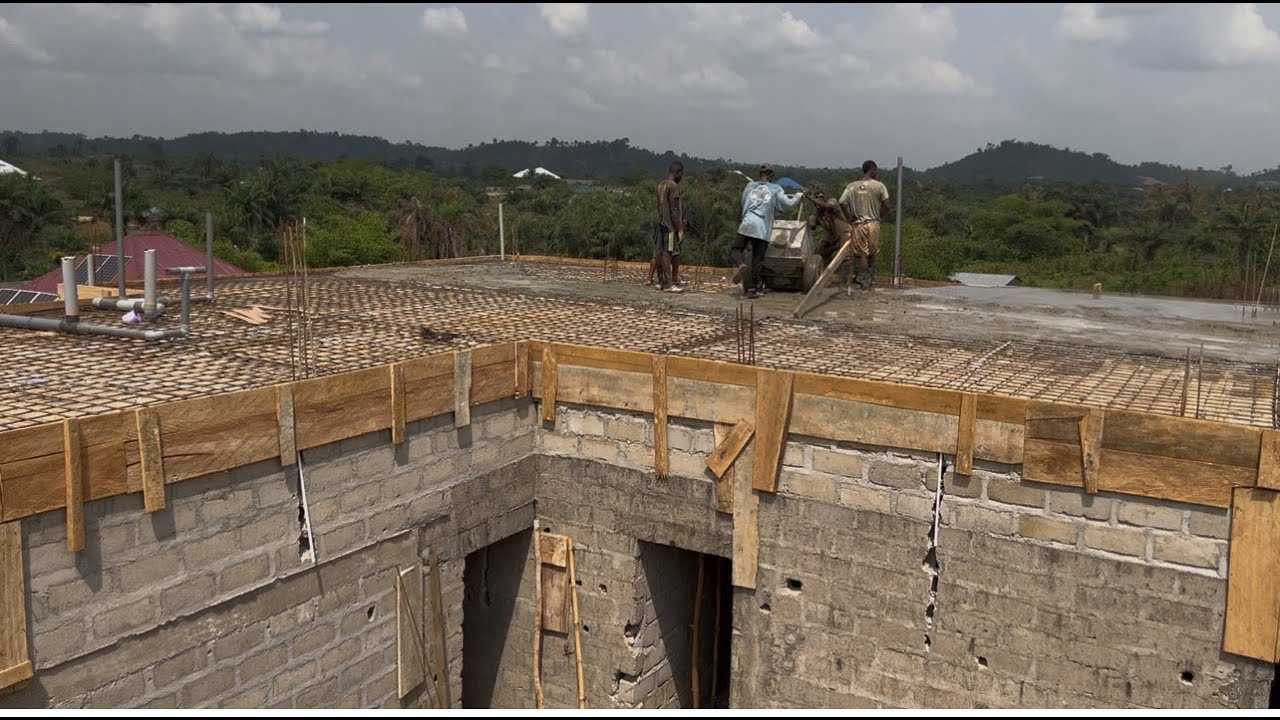 LAYING THE SLAB ON THIS HUMONGOUS HOUSE IN #LIBERIA
