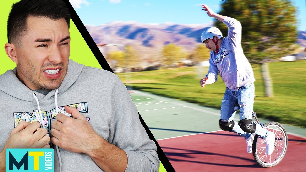 Men Try Learning How To Ride A Unicycle.. and Failing, Too
