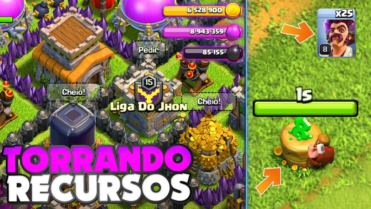 MAGO FESTEIRO + NOVO OBSTÁCULO DE 8º ANIVERSÁRIO E TORRANDO RECURSOS EM MEU CV8 NO CLASH OF CLANS!!