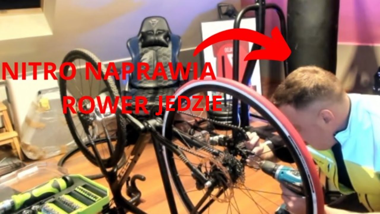 NITRO NAPRAWIA ROWER I JEDZIE #nitro #thenitrozyniak #rower #naprawa #shorts