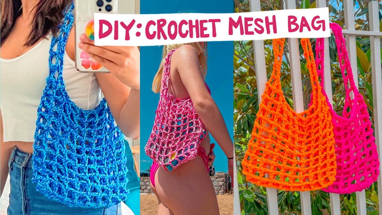 DIY: Cute Crochet Mesh Shoulder Bag Pattern and Easy Video Tutorial | Spring Summer 2024