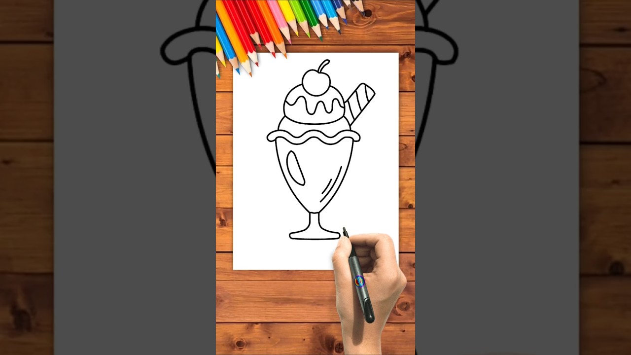 Как нарисовать милый замороженный десерт | Простой урок рисования для детей