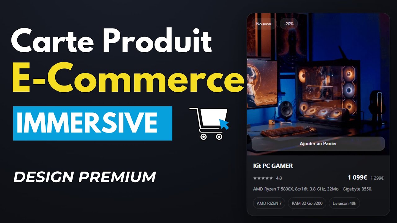 Carte produit e-commerce immersive en HTML & CSS (design premium)
