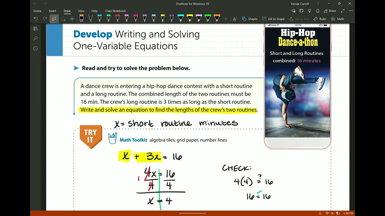Lesson 21: Session 4 - Develop Writing and Solving One Variable Equations