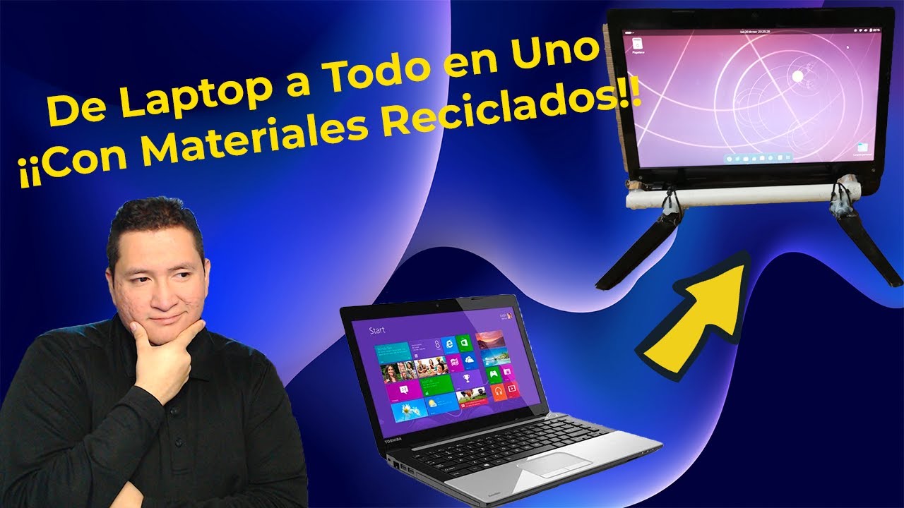 Laptop Descompuesta: PC Todo en Uno con Materiales Reciclados