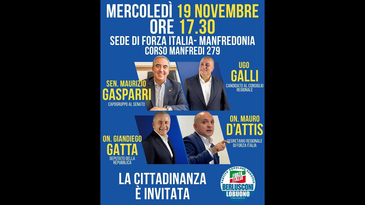 Regionali 2025: Incontro con l' On. Maurizio GASPARRI , nella sede di FORZA ITALIA a Manfredonia