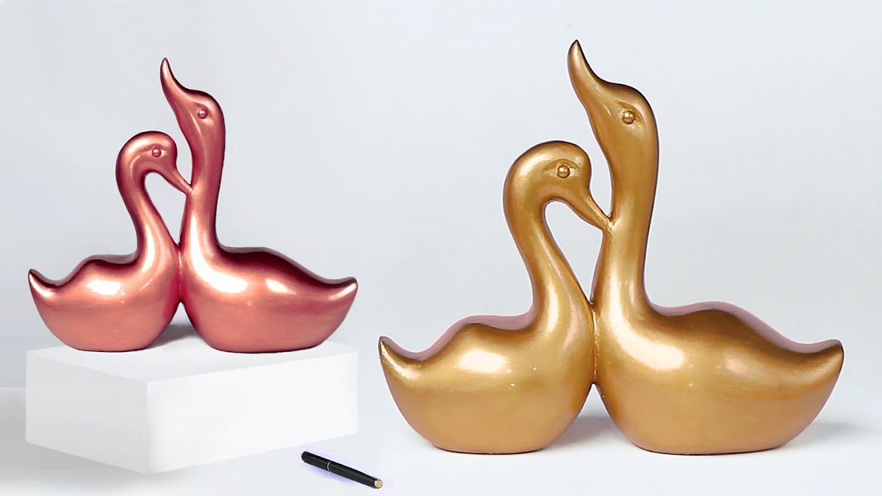Swan Showpiece making at home || Gift item showpiece making || Cement Showpiece making.