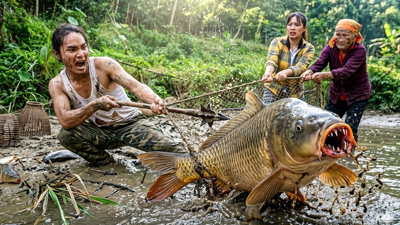 Discovering a Mysterious Giant School of Fish – An Intense Catch in the Wild! - SURVIVAL ALONE