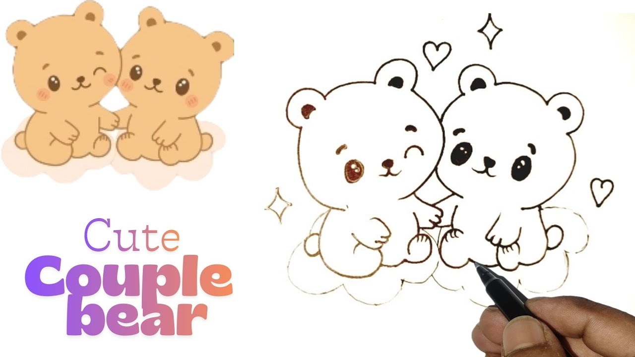 Cute couple bears drawing.. ll bear drawing.. #drawing #video #couple #art #bear