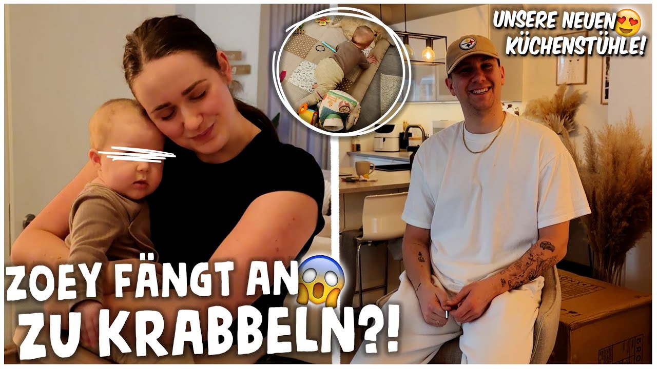 ZOEY FÄNGT an zu KRABBELN?😱😍 + NEUE STÜHLE für die KÜCHE🥰 | kobexmone