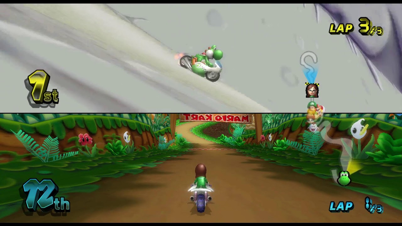Mario Kart Wii Ariel Loses to Yoshi in Mirror Cups