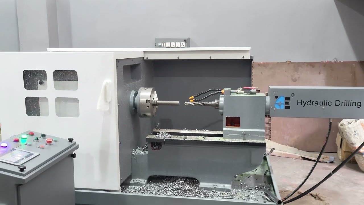 Hydraulic CNC Drilling Machine, Automatic drilling in Lathe Machine, Hydraulic drilling machine.