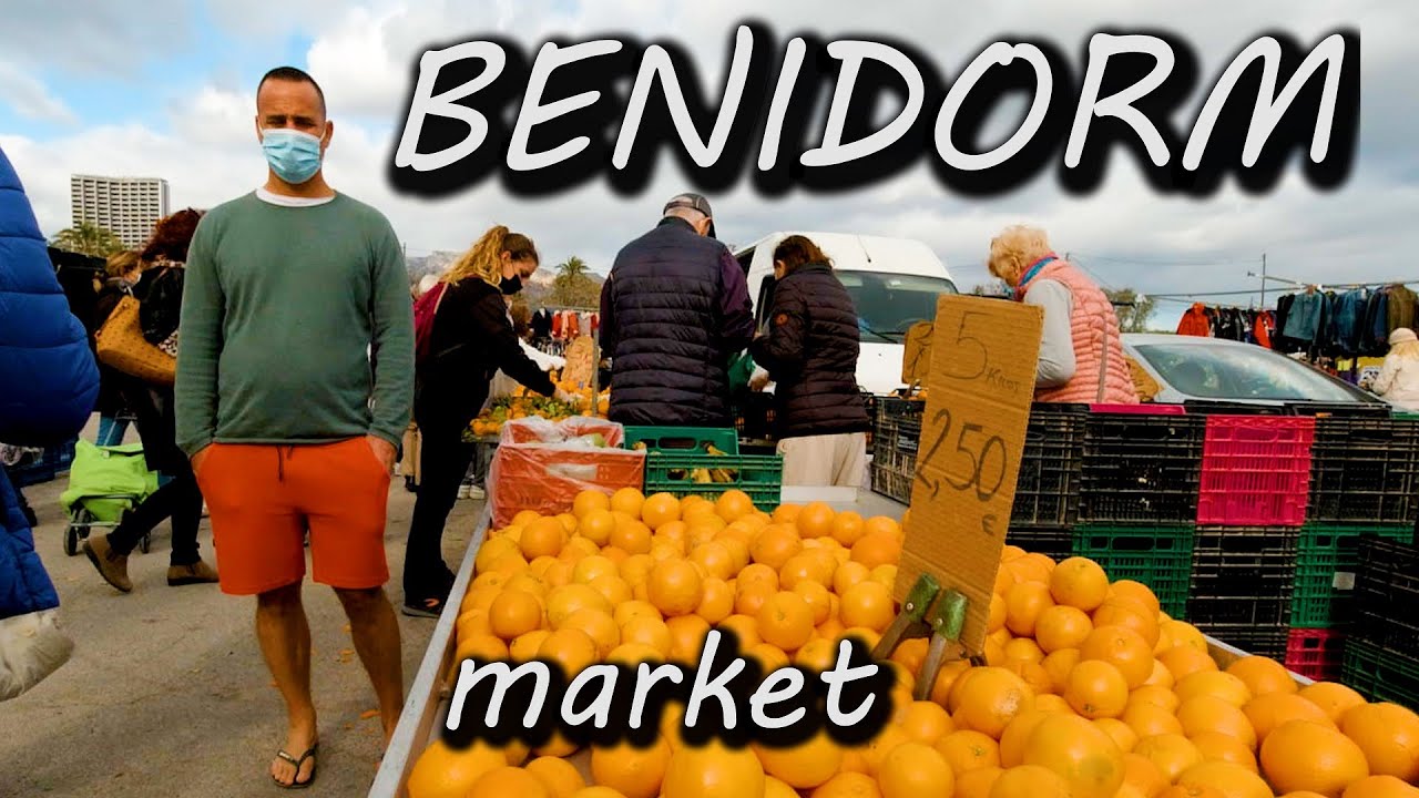 Benidorm, Spain | 4K Walking | Market | December | 2021 |