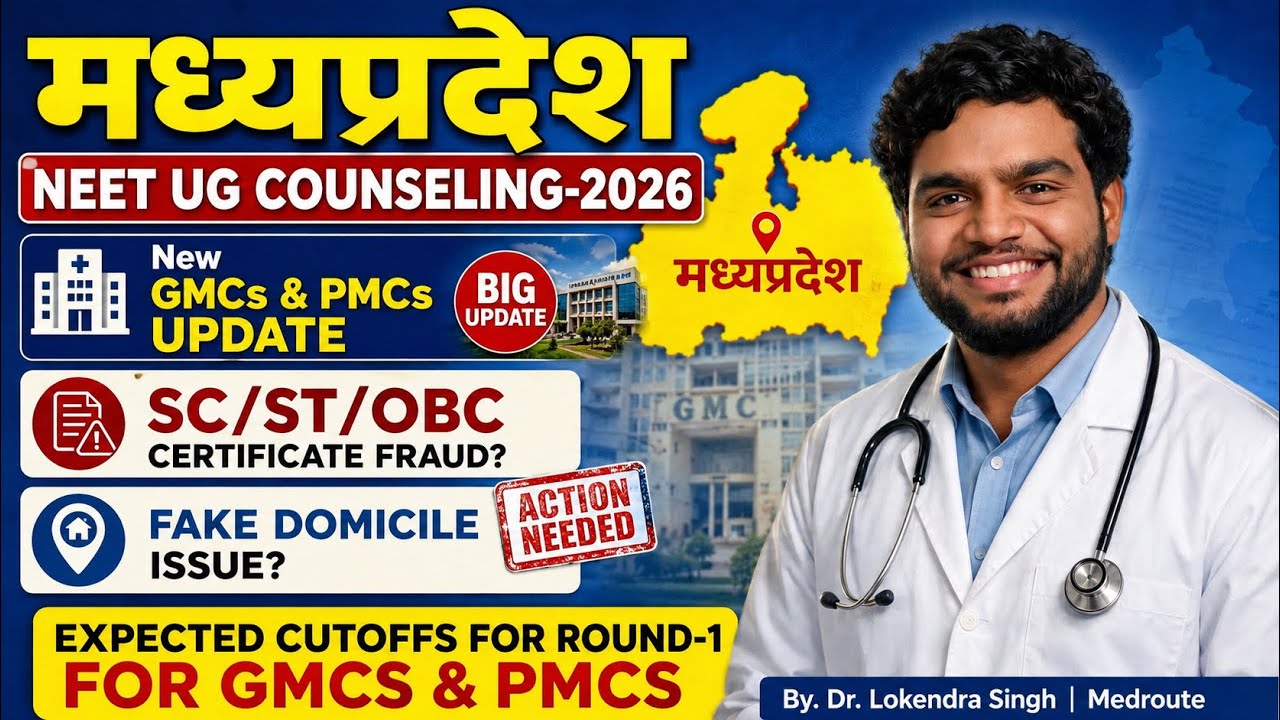 📣📣MP NEET UG Counselling 2026 New GMCs?SC/ST/OBC Certificate Fraud? Fake Domicile?| Round-1 Cutoff🔥🔥