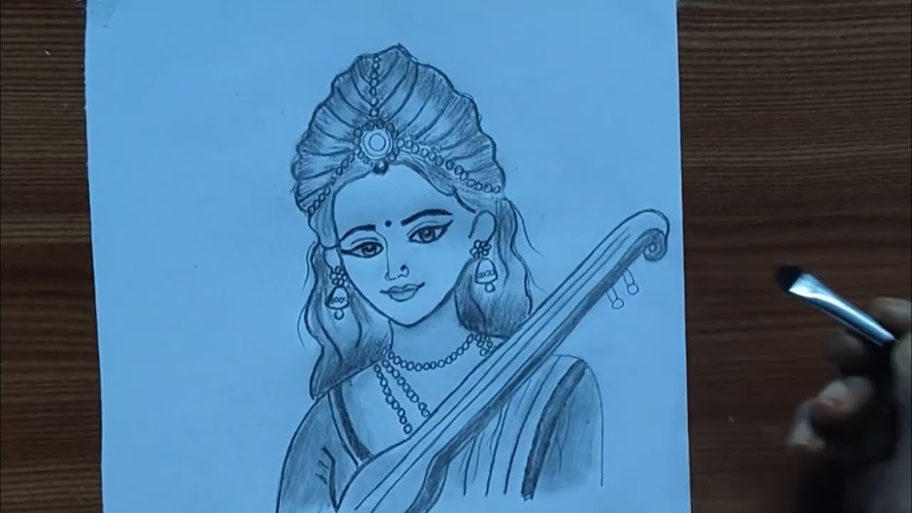 Saraswati Maa drawing ll puja special step by step 