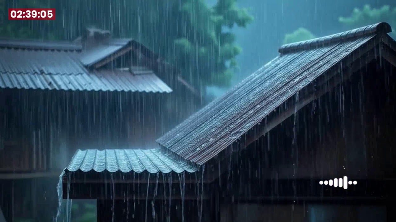 Banish Insomnia with Noisy Rain & Roar of Thunder on the Nostalgic Tin Roof in the Gloomy Night