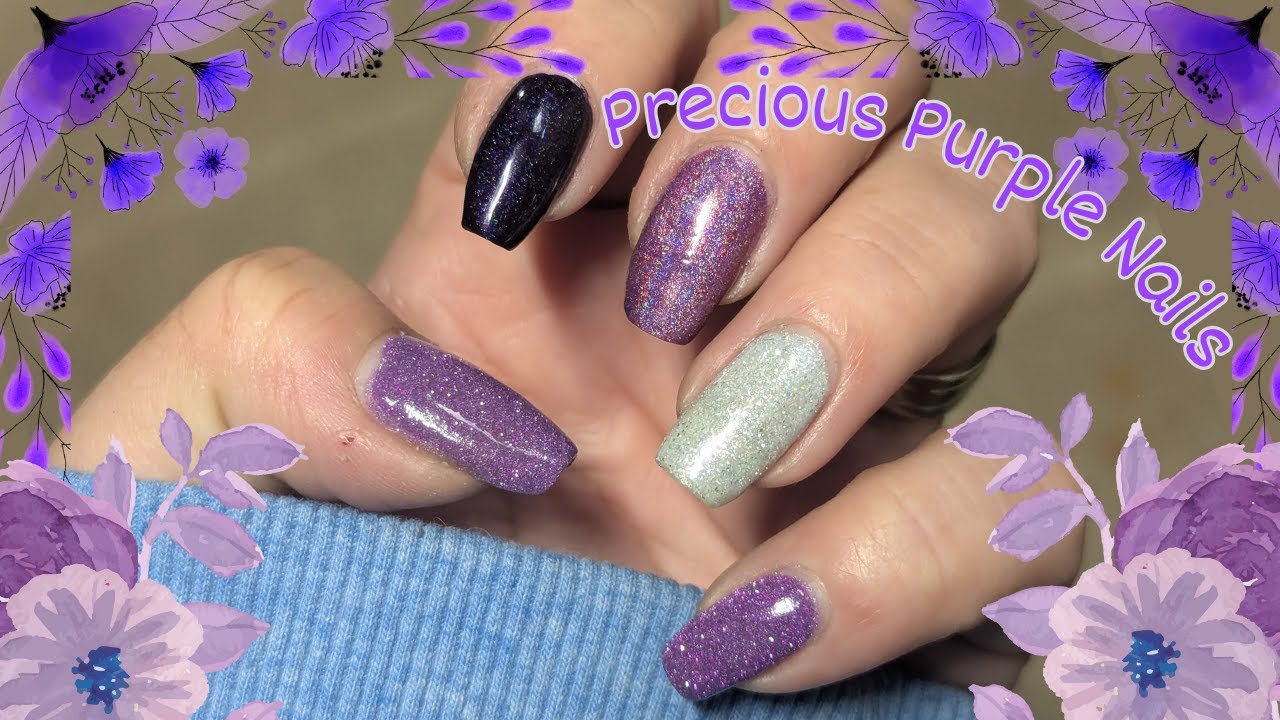 Polish Along! Precious Purple Nails | Purple Reflective & Holo W/ Grey Accent | #nails #polishalong