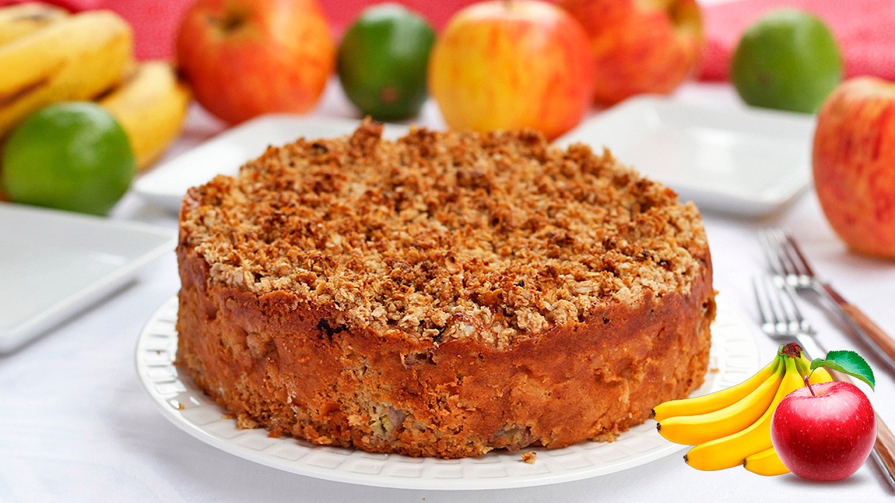 Torta de Banana e Maçã SEM AÇÚCAR | Receita Saudável e Deliciosa