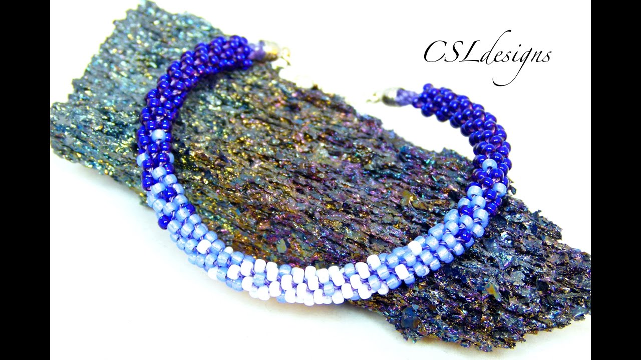 3 colour ombre beaded kumihimo bracelet