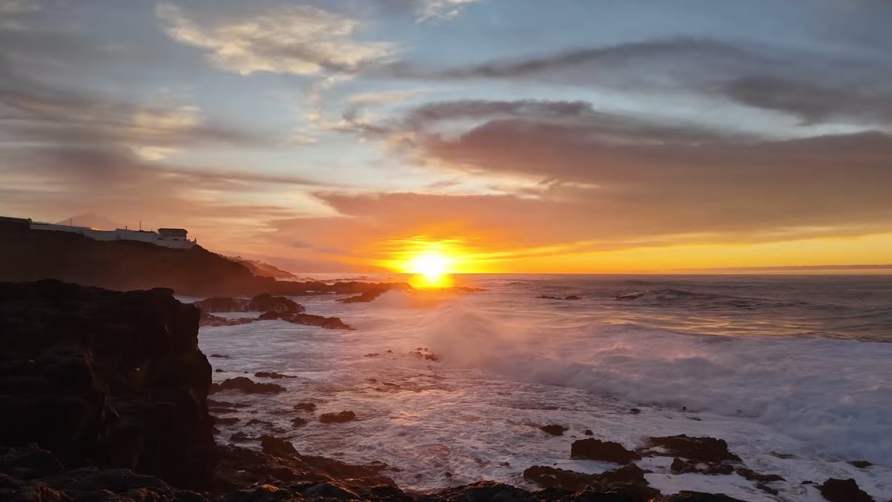 2Hours  sunset and full moon ,waves ambient sounds