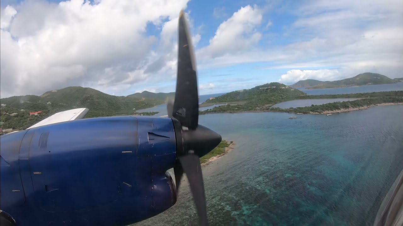 Landing at Beef Island (EIS), British Virgin Islands from Antigua | interCaribbean Embraer 120