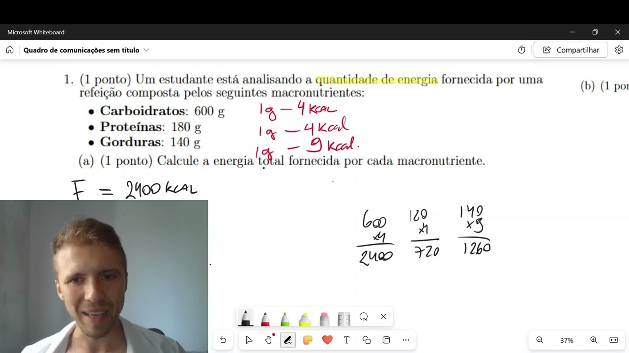 Resolução de questão: energia dos alimentos 2