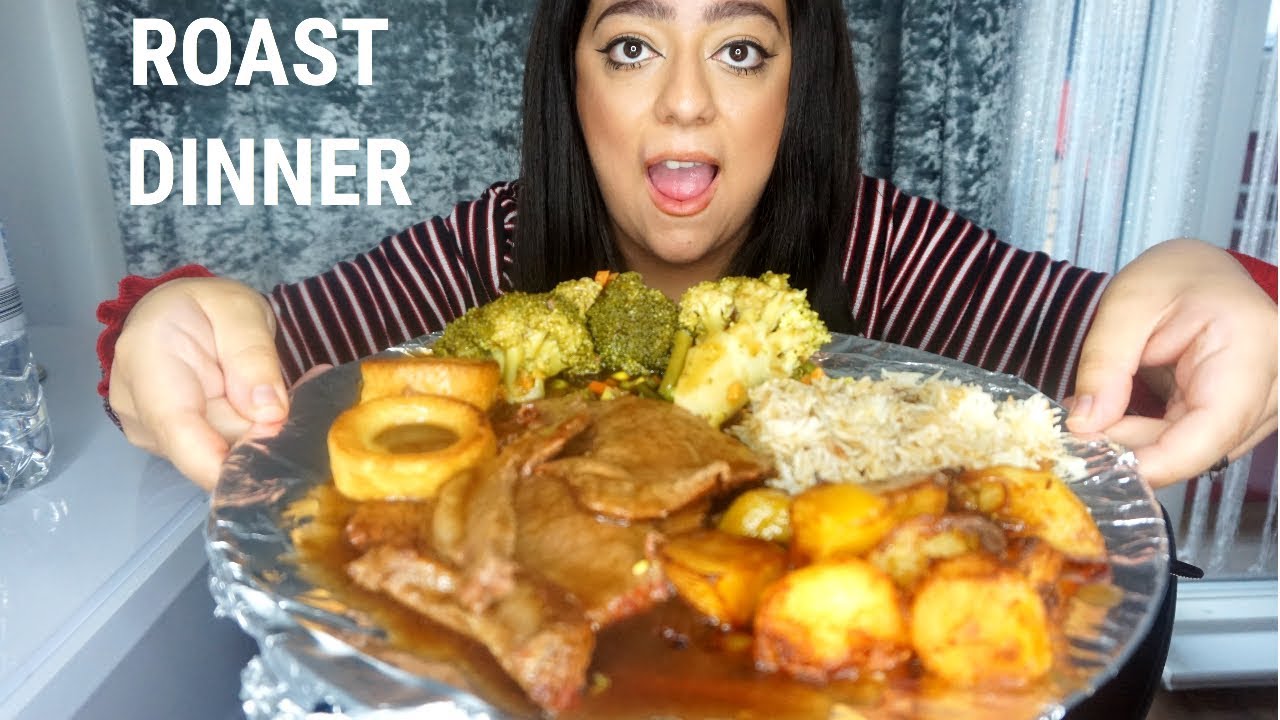 HUGE ROAST BEEF MUKBANG | ROAST DINNER | ROAST POTATOES