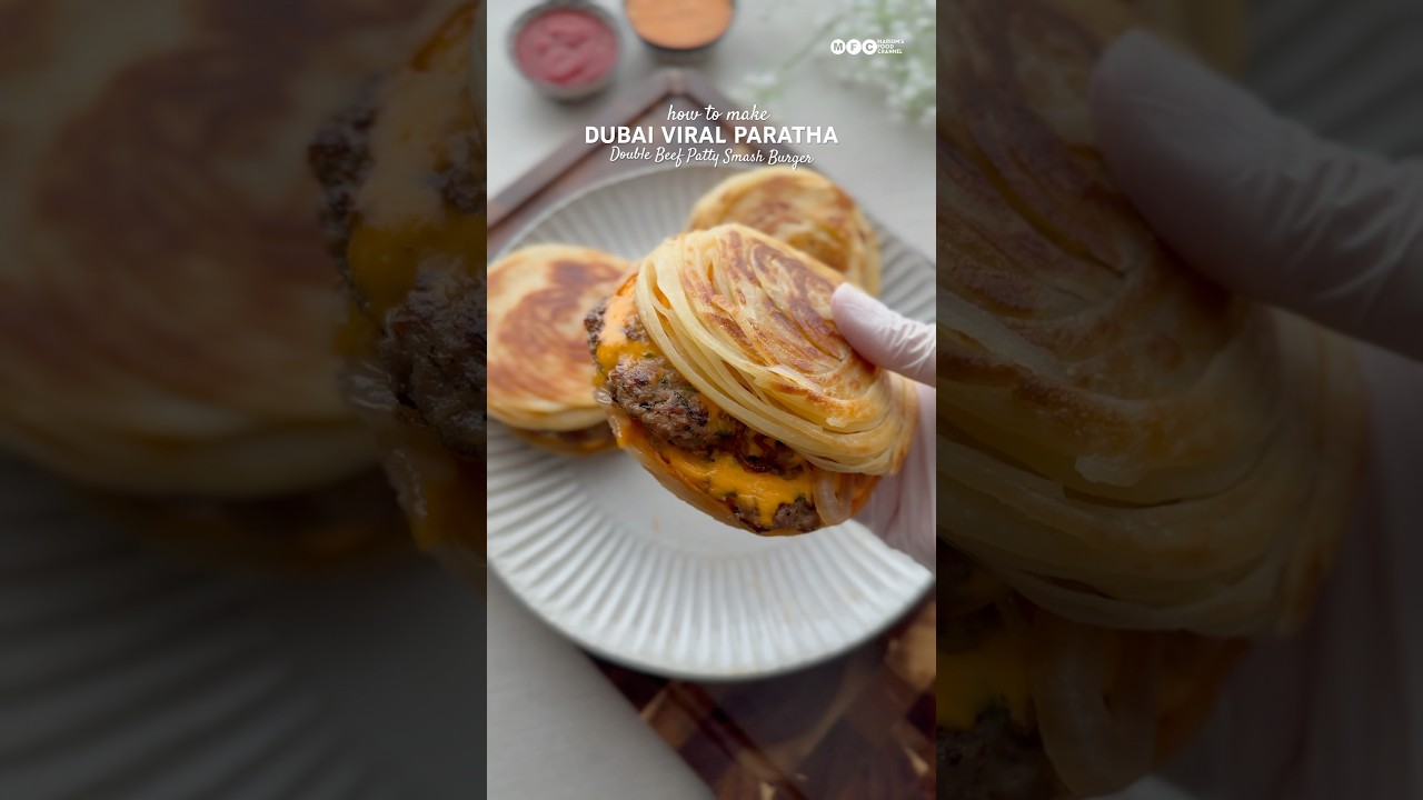Dubai viral Lachha paratha Double Pattie Smash Burger #smashburger #viralparatha #beefpatty