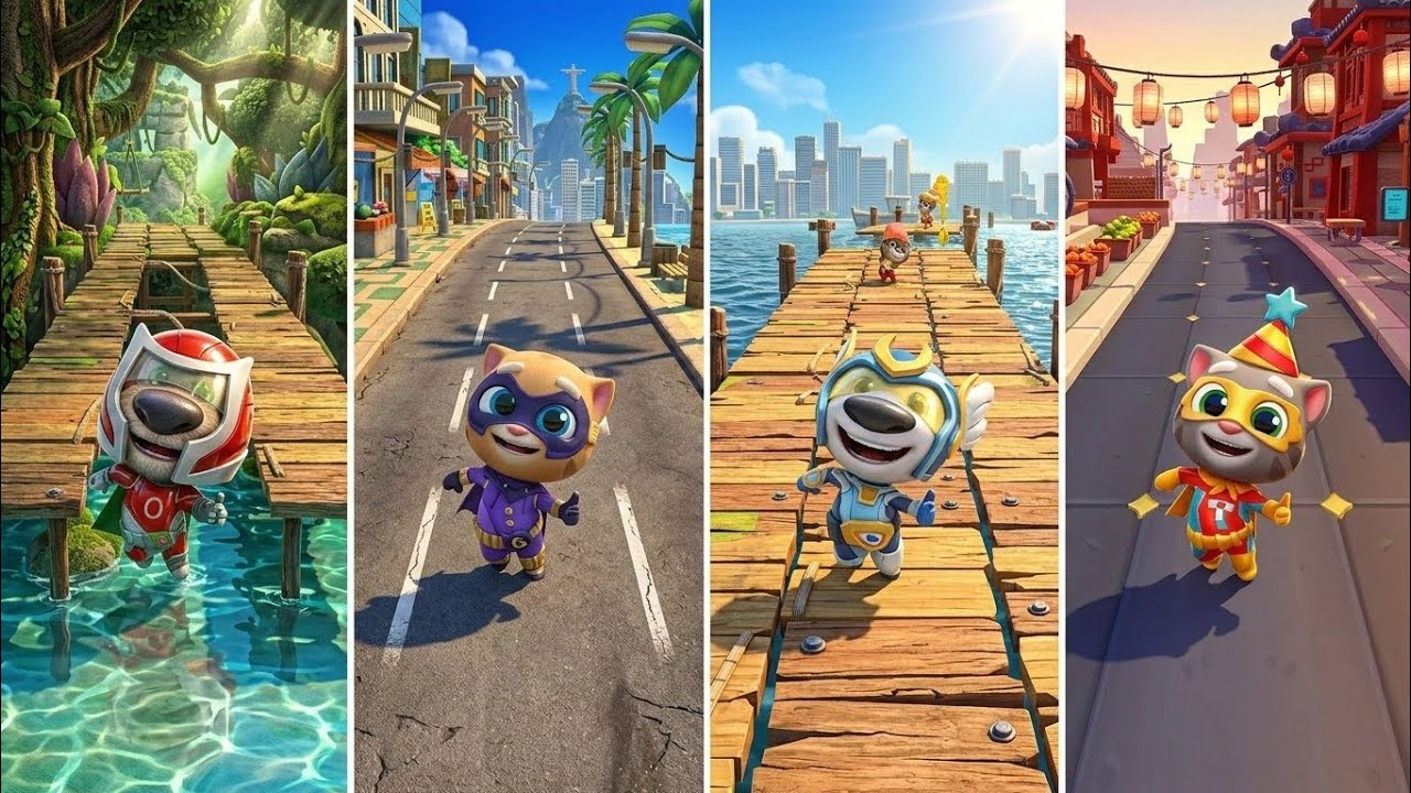 Talking Tom Hero Dash: Super Ben,Super Ginger,Super Hank,Super Tom (Android/iOS) Gameplay