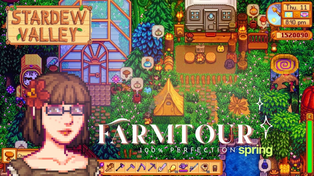 Stardew Valley cottagecore forest farm tour (100% perfection, no mods)