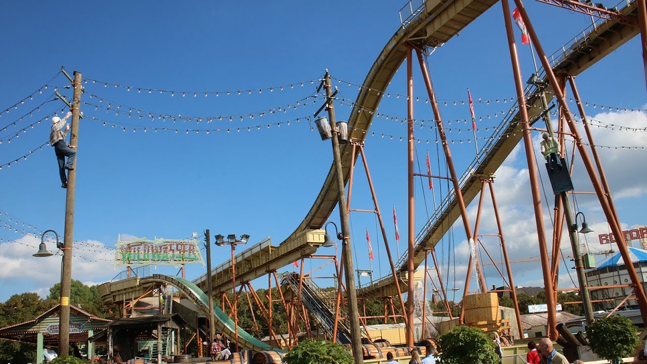 Oktoberfest 2017: Fahrt mit der Wildwasserbahn Löwenthal (Onride)